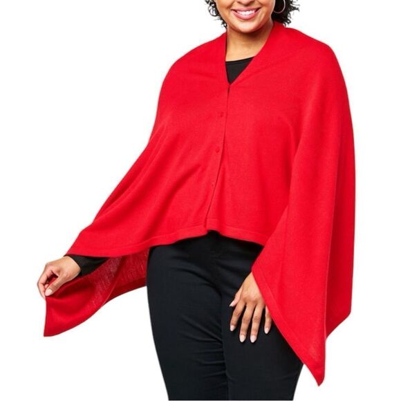 IMAN Soft N' Chic Multi-Wear Sweater Knit Wrap - 779-020 Red NEW poncho - Picture 3 of 15